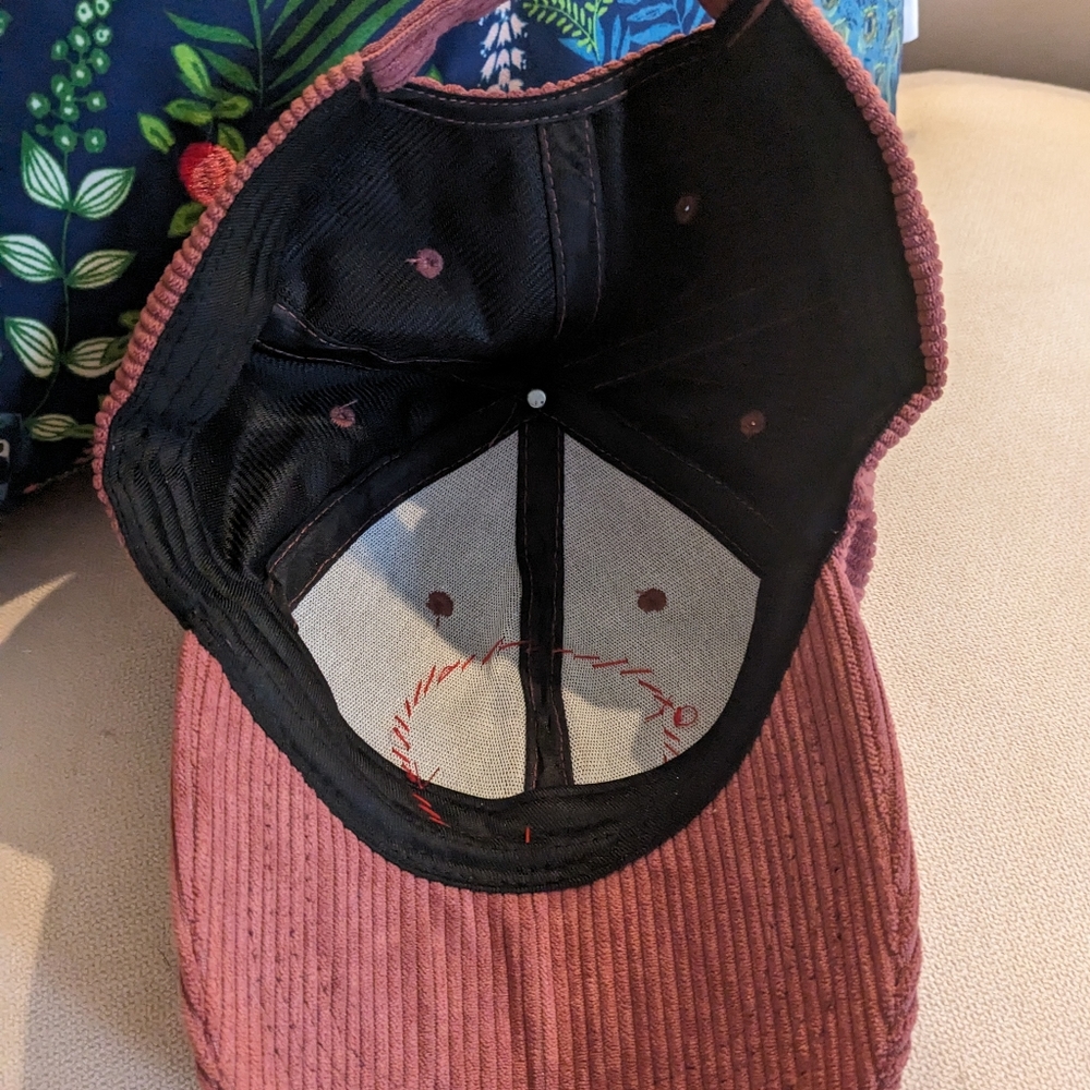 Handmade Hat, "Be Kind" maroon corduroy, unisex $20 - Picture 2 of 3